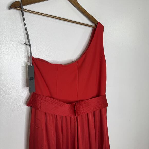 White by Vera Wang Dress Womens 14 Red One Shoulder Gown Prom Evening NEW - Picture 7 of 10